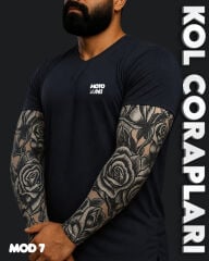 Motosiklet Bisiklet Kolluk Sağ Sol Kol Çorap Dövme Desenli MOD 7