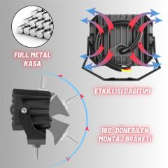 Motosiklet Scooter Led Sis Farı Set Delici Işık Beyaz Sarı Metal Kasa 1 ADET