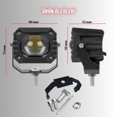 Motosiklet Scooter Led Sis Farı Set Delici Işık Beyaz Sarı Metal Kasa 1 ADET