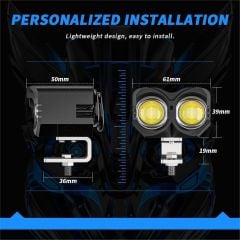 Motosiklet Sis Farı 1 ADET Metal Kasa Baykuş Model Delici Beyaz Sarı Çift Renk 12-80 Volt