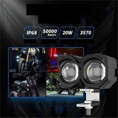 Motosiklet Sis Farı 1 ADET Metal Kasa Baykuş Model Delici Beyaz Sarı Çift Renk 12-80 Volt