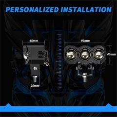 Motosiklet 3 Led Lazer Sis Farı 1 ADET Metal Kasa Baykuş Model Delici Beyaz Sarı Çift Renk 12-80 V