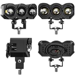 Motosiklet 3 Led Lazer Sis Farı 1 ADET Metal Kasa Baykuş Model Delici Beyaz Sarı Çift Renk 12-80 V