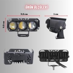 Motosiklet Scooter Sis Farı 3 Mod Beyaz Sarı Metal Kasa 12V/24V Led Işık - 1 Adet