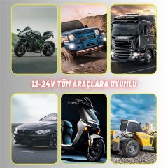 Motosiklet Scooter Sis Farı 3 Mod Beyaz Sarı Metal Kasa 12V/24V Led Işık - 1 Adet