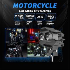 Motosiklet Çift Göz Led Lazer Sis Farı 1 ADET Delici Beyaz Sarı Çift Renk 12-80 Volt