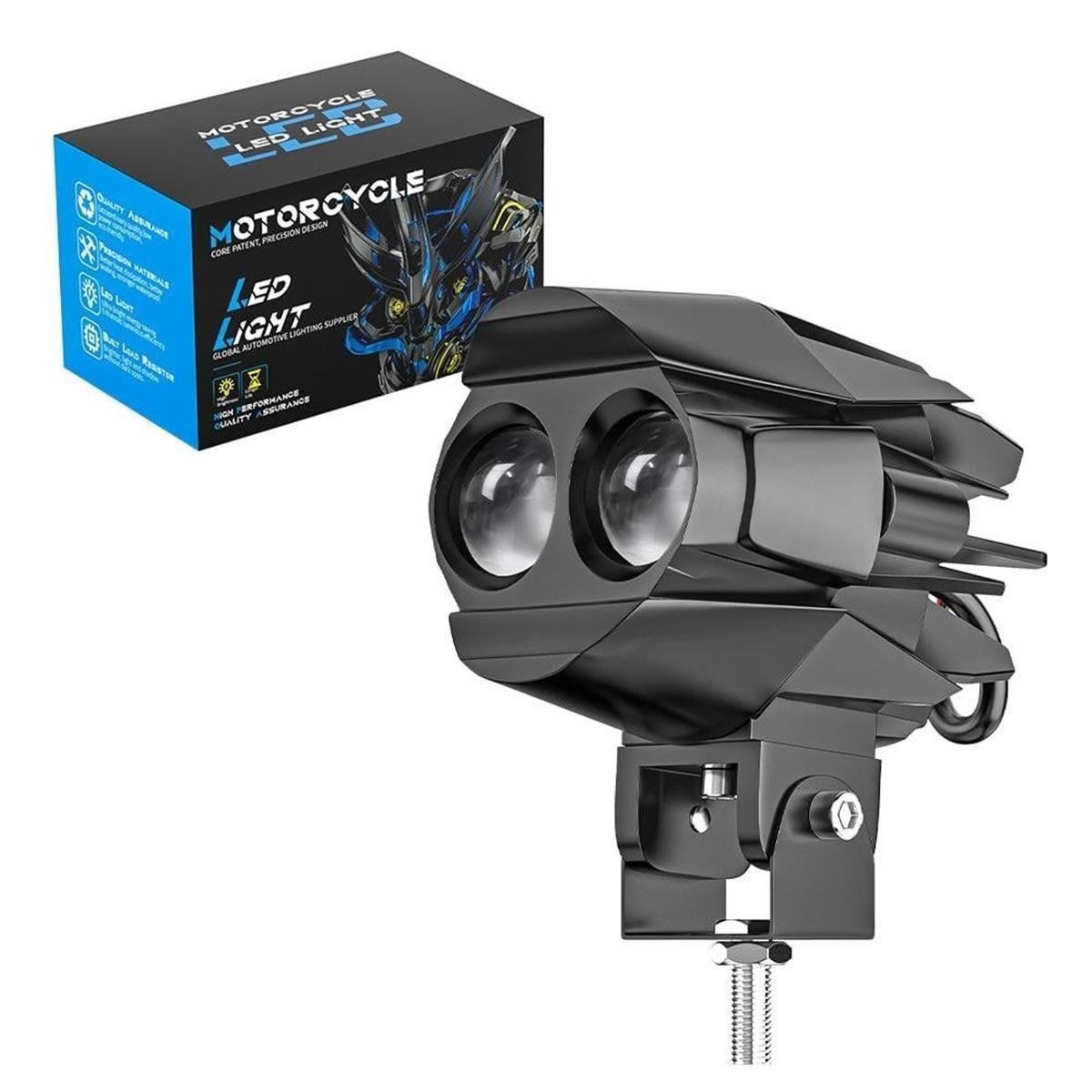 Motosiklet Çift Göz Led Lazer Sis Farı 1 ADET Delici Beyaz Sarı Çift Renk 12-80 Volt