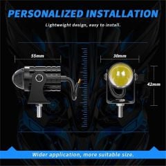 Motosiklet Sis Farı 1 ADET Delici Yüksek Parlak Beyaz Sarı Çift Renk Spot Led Far