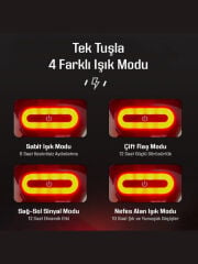 MTS Kask Arkası Led Işık Kırmızı - Çakarlı 4 Farklı Mod