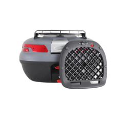 Maxem Motosiklet Arka Çanta Topcase - Sırtlıklı - Siyah - Beyaz - Gri