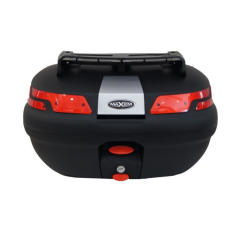 Maxem Motosiklet Arka Çanta Topcase - Sırtlıklı - Siyah - Beyaz - Gri