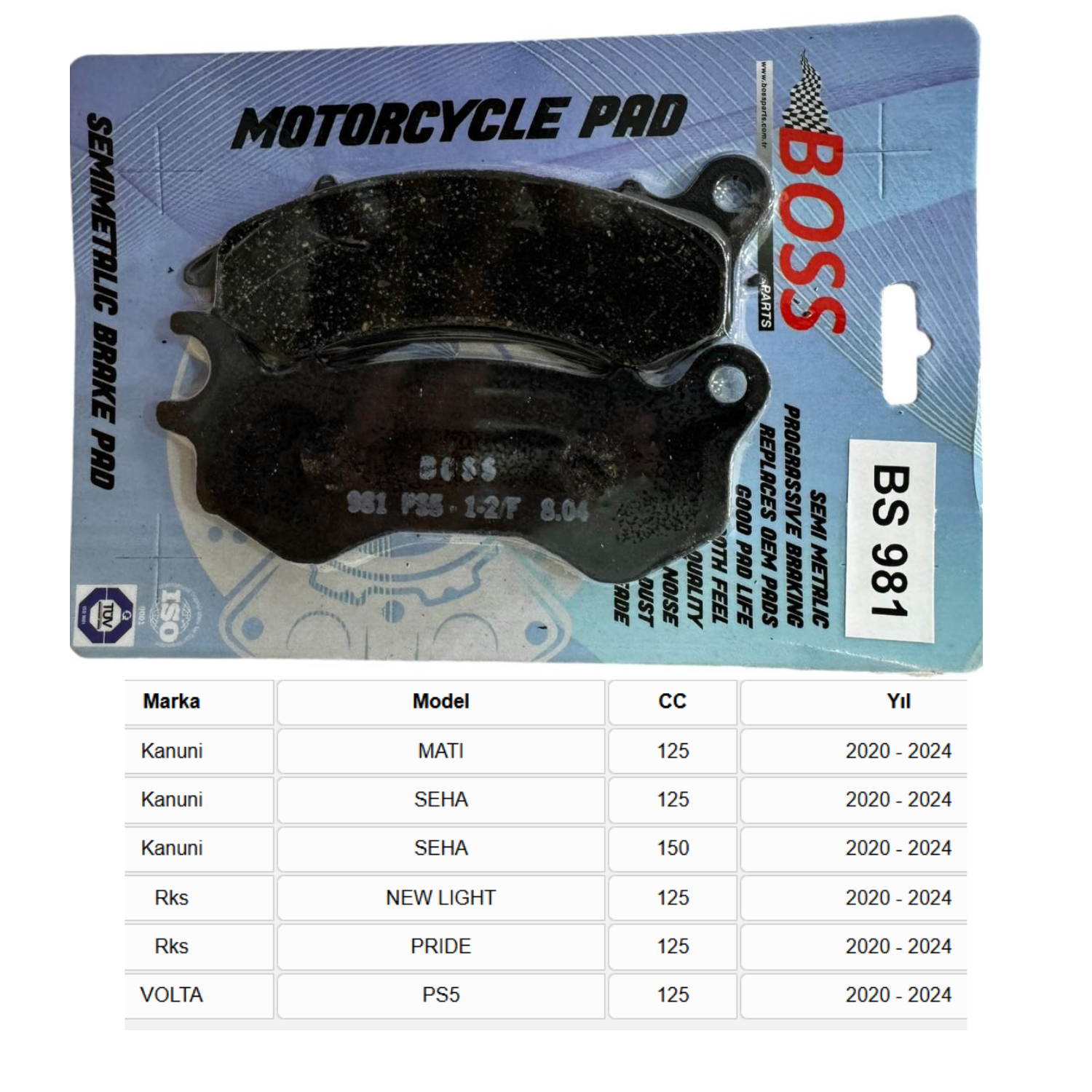 BS981 Ön Fren Balatası