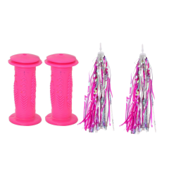 BMX Siyah Elcik 16-20 Jant Bisiklet Uyumlu Pembe Elcik + Pembe Püskül