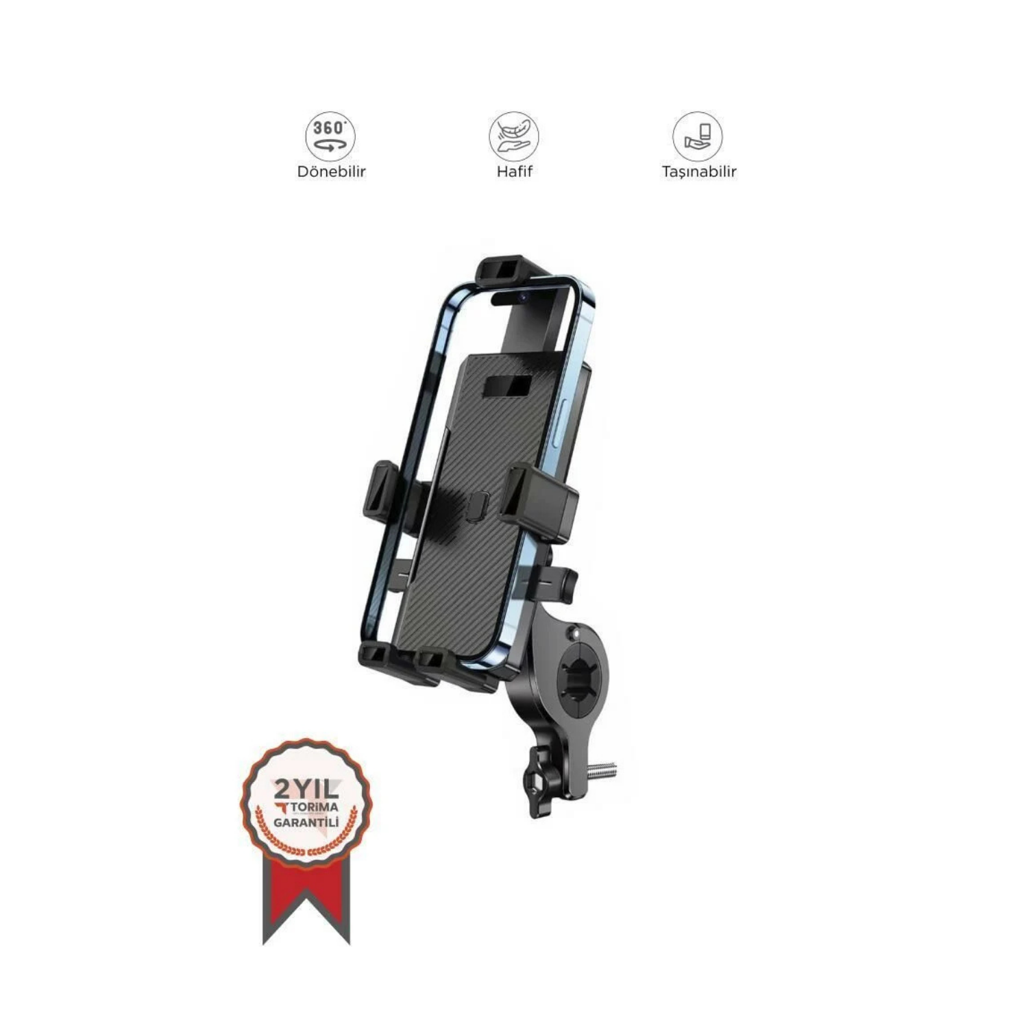 Torima Siyah JX-041  Motosiklet ve Bisiklet Telefon Tutucu - Gidon Bağlantılı