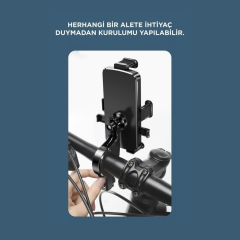 Torima Siyah JX-041  Motosiklet ve Bisiklet Telefon Tutucu - Gidon Bağlantılı