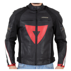 Venom D1 Racing Hakiki Deri Motosiklet Montu + Impactec Koruma Seti