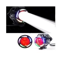 U7 Angel'Lı Çakarlı Led Sis Lambası + USB li Düğme 2 Adet - 1 Takım