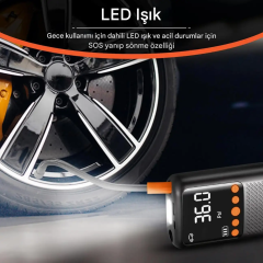 Şarjlı Lastik Şişirme Cihazı - TYPE-C UBS Şarjlı Pompa  - MTS