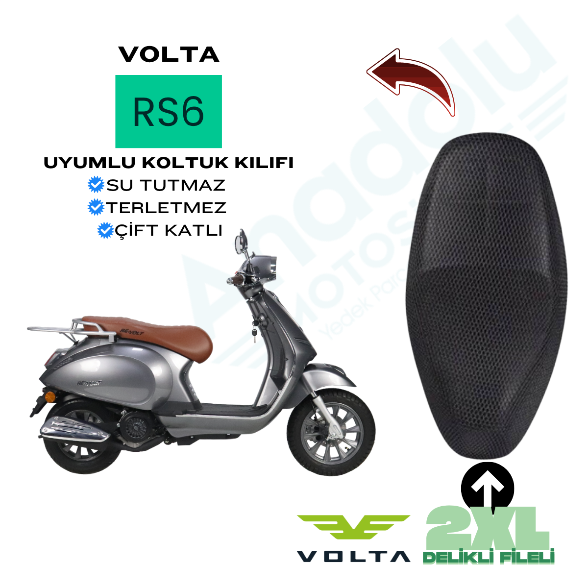 Volta RS6 Modeline Uyumlu Delikli Fileli Koltuk Kılıfı