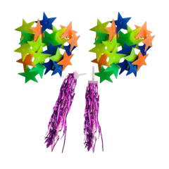 Bisiklet Süsleri 30 Adet Yıldız - 1 Takım Püskül Sağ ve Sol Mavi Püsküllü