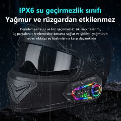 RGB İntercom AUK A20 Lite Bluetooth Kask Kulaklık 2 Kişilik