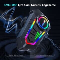 RGB İntercom AUK A20 Lite Bluetooth Kask Kulaklık 2 Kişilik