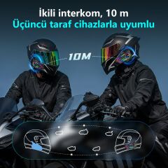 RGB İntercom AUK A20 Lite Bluetooth Kask Kulaklık 2 Kişilik