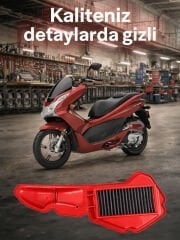 HONDA PCX Uyumlu KIRMIZI Temizlenebilir Performans Hava Filtresi (2021-2026)